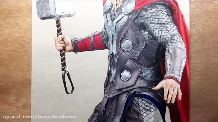 کشیدن نقاشی با جزئیات بالای ثور Thor از فیلم اونجرز