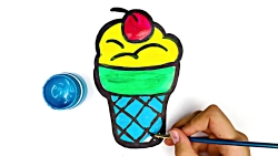 نقاشی بستنی میوه ای