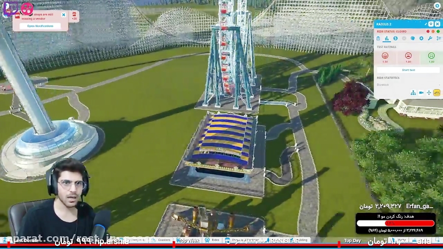 پارت 3 گیم پلی شبیه ساز شهربازی Planet Coaster تست ترن هوایی