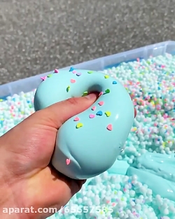 اسلایم سبزآبی دونه برفی ☆