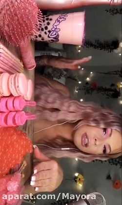 چالش Asmr خوراکی های صورتی