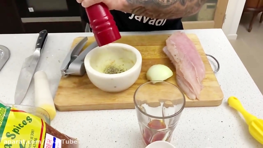 آموزش ماهی زعفرانی مجلسی بدون بو زهم !جادوی مرینیت خوب