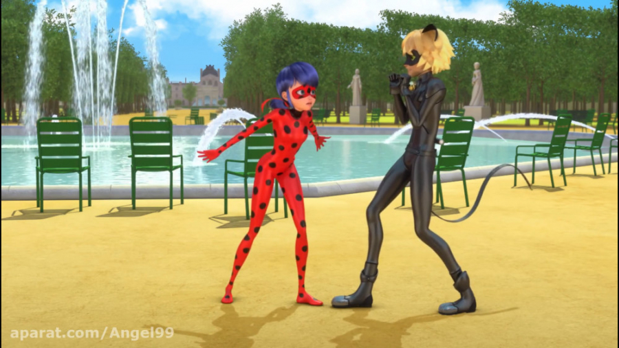 صحنه مبارزه لیدی باگ و گربه سی...