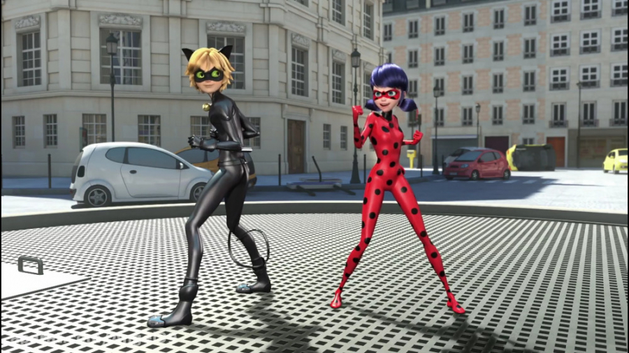 صحنه مبارزه لیدی باگ و گربه سی...