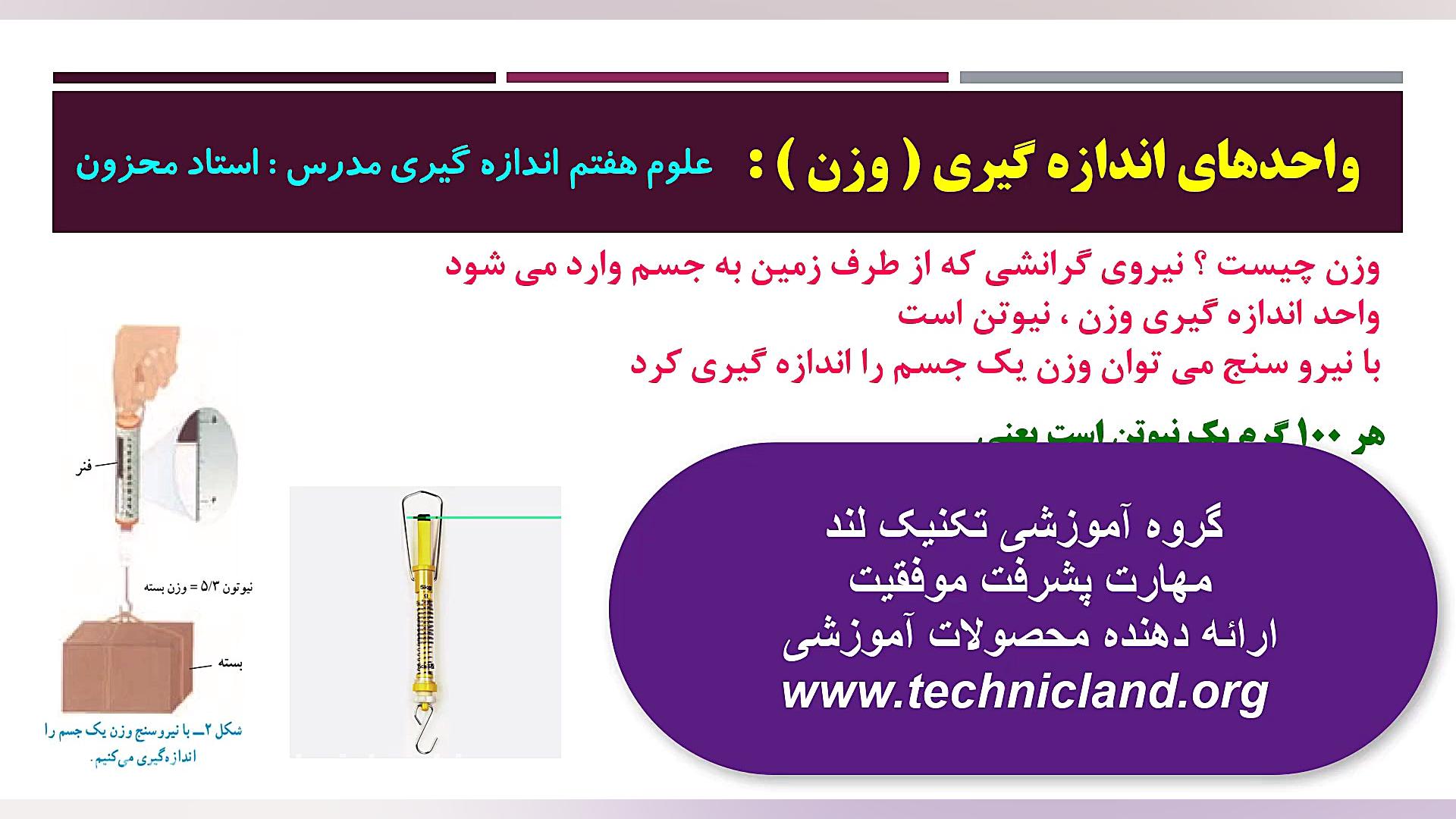 علوم هفتم نیروی وزن