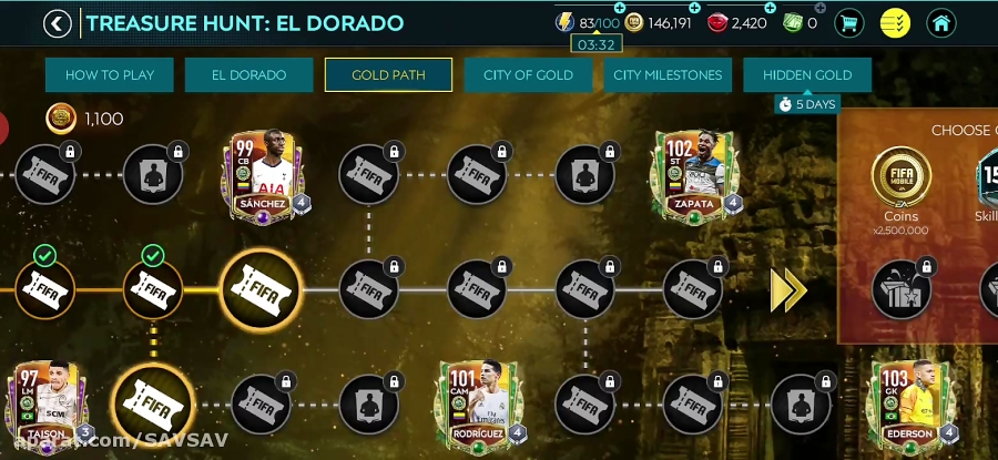 محاسبات ایونت Treasure Hunt: El Dorado