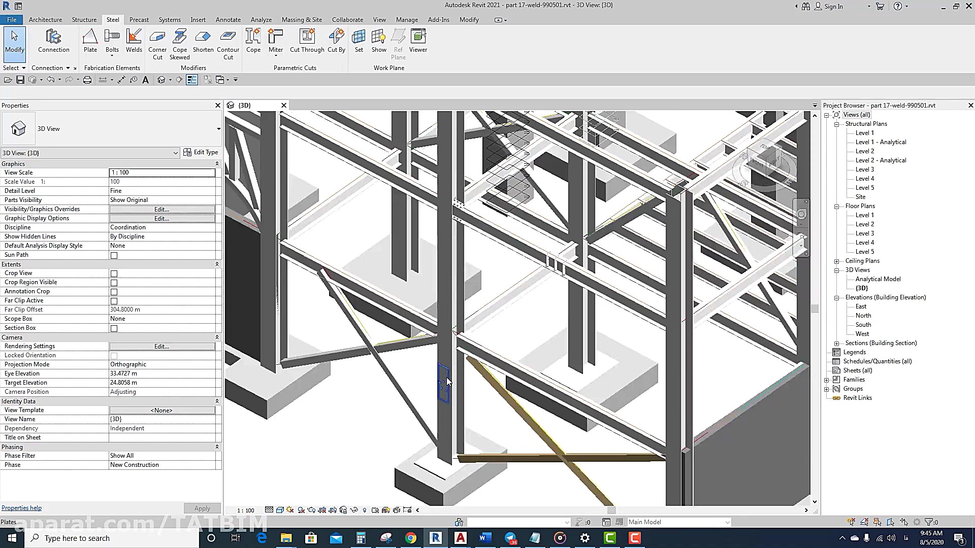 اموزش رویت استراکچر-قسمت18-معرفی تب Steel و دستورات ویرایشی سازه زمان828ثانیه