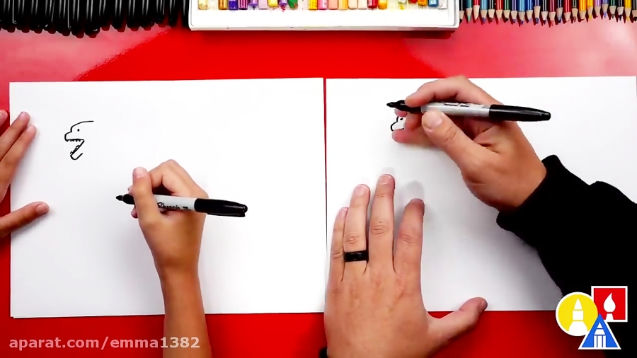 نقاشی کودکان  گودزیلا ترسناک د...