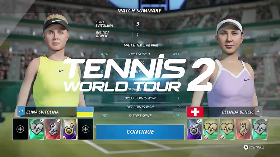 گیم پلی بازی Tennis World Tour 2 (مسابقه Svitolina و Bencic)