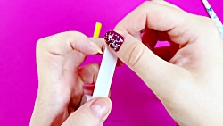 ساخت ناخن مصنوعی با نی های رنگ...