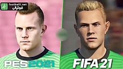 مقایسه ی چهره ی بازیکنان بارسلونا در PES2021 و FIFA21