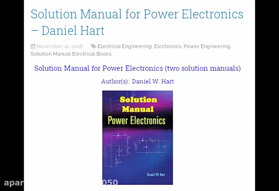 Solution Manual for Power Electronics Daniel Hart