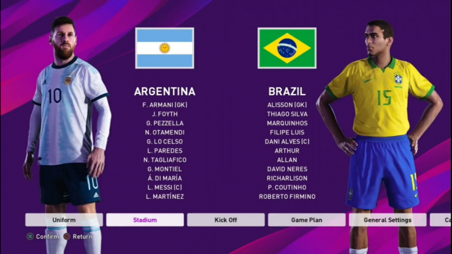 گیم پلی بازی PES 2020 آرژانتین و برزیل