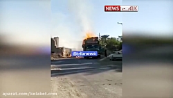 حادثه برای کامیون حامل علوفه خ...