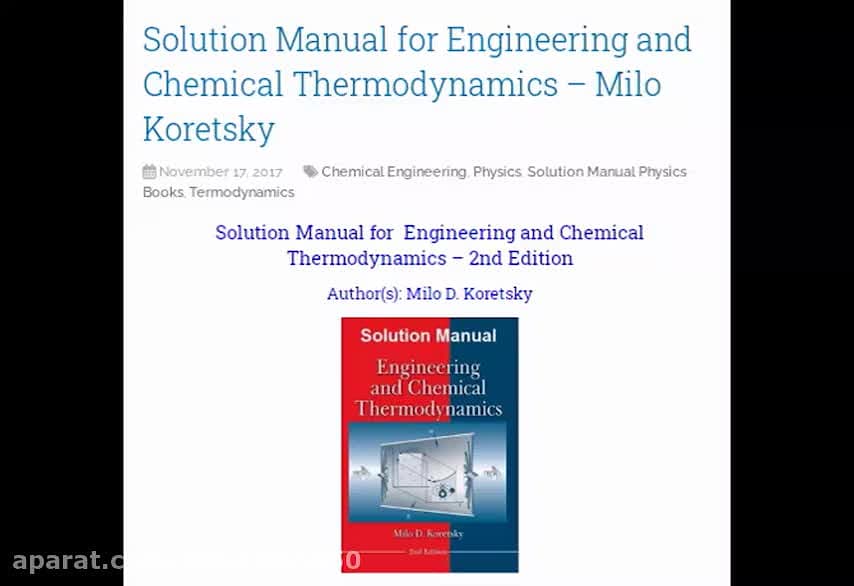 Solution Manual For Engineering And Chemical Thermodynamics _ Milo Koretsky