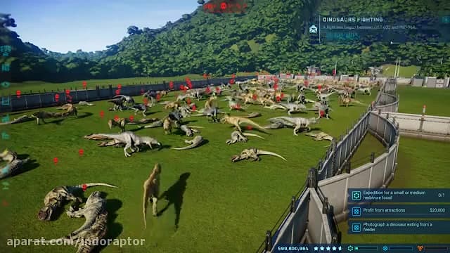 Jurassic world evolution | ایندومینوس۱۰۰ vs جیگاناتوساروس۱۰۰