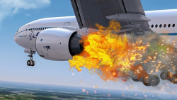 لحظه آتش سوزی موتور هواپیمای ایران ایر در فرودگاه دوبی