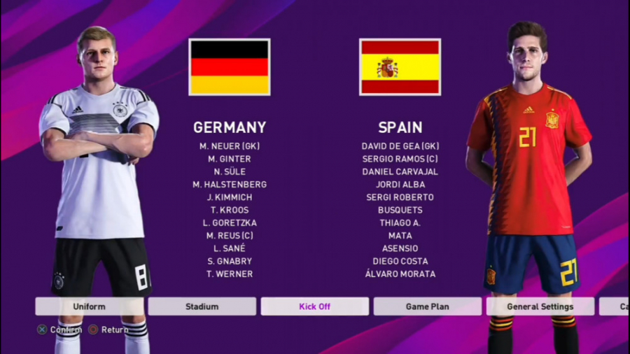 گیم پلی بازی PES 2020 آلمان و اسپانیا