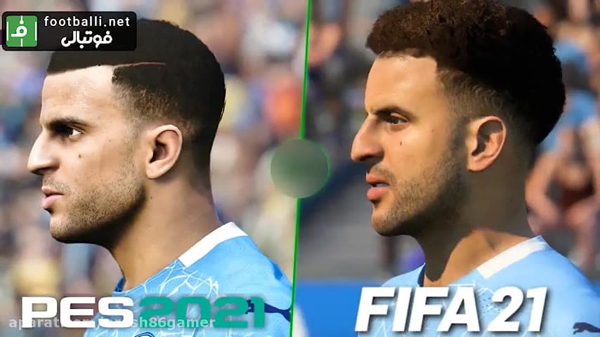 مقایسه فیس بازیکنان منچستر سیتی در fifa 21 و pes 21