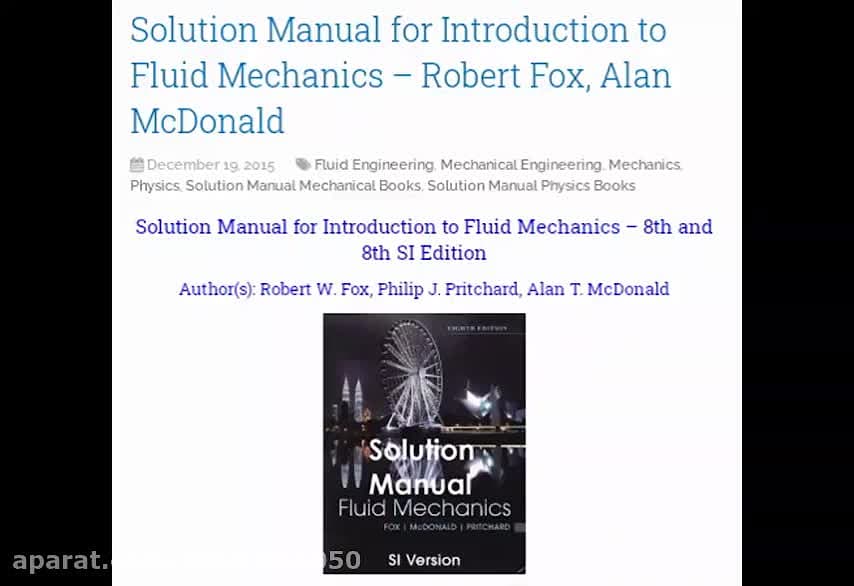 Solution Manual for Introduction to Fluid Mechanics_Robert Fox, Alan