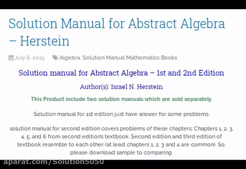 Solution Manual for Abstract Algebra_Herstein