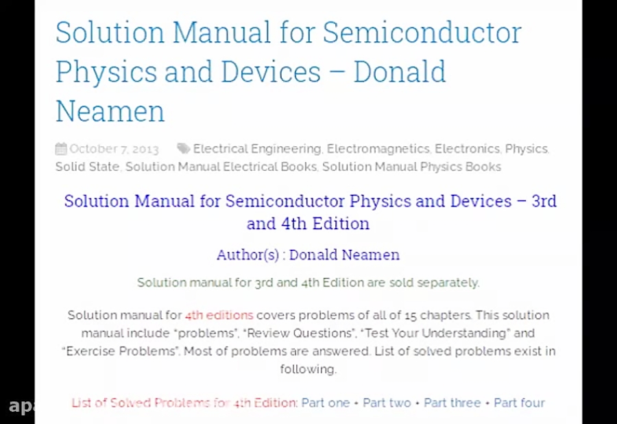 Solution Manual For Semiconductor Physics And Devices Donald Neamen