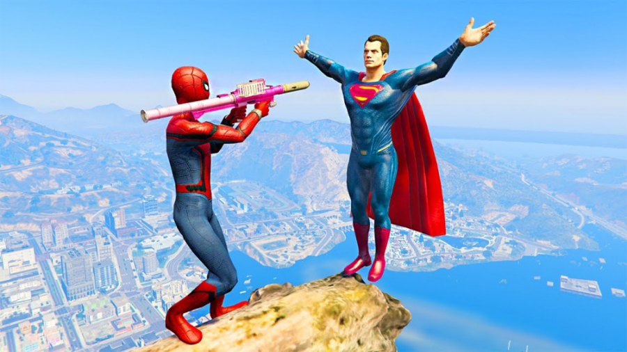 طنز GTA 5 »»»سوپرمن و اسپایدرمن