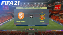 گیم پلی بازی دو تیم هلند و اسپانیا در بازی FIFA 21