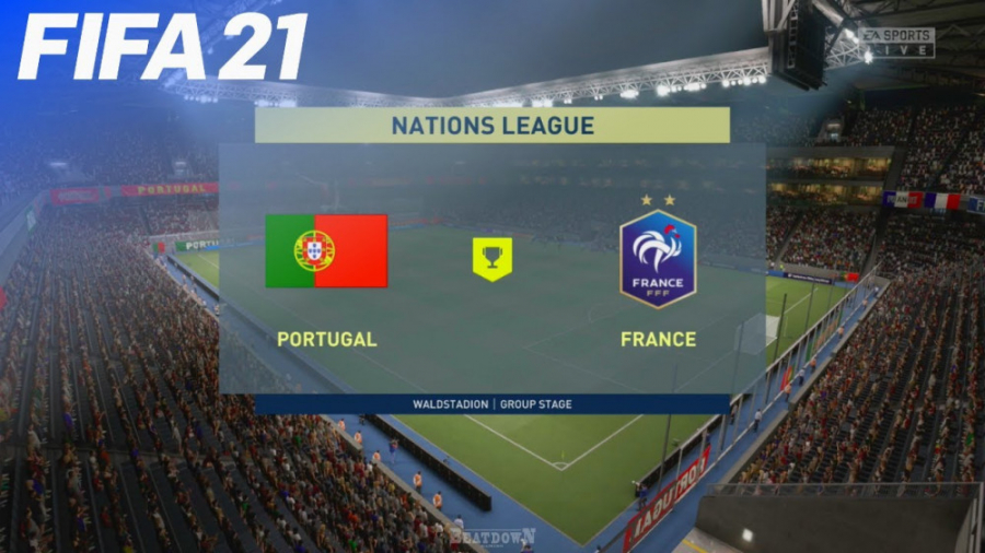 گیم پلی بازی دو تیم پرتغال و فرانسه در بازی FIFA 21
