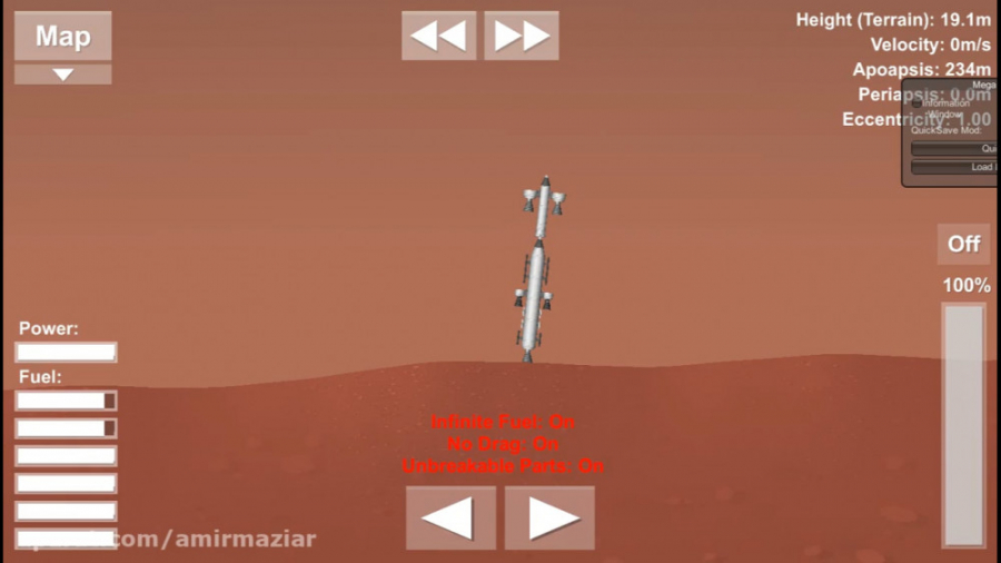 فرستادن موشک به مریخ در بازی space flight simulator