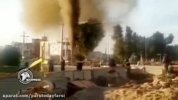 لحظه انفجار لوله گاز در شهر بافق، استان یزد