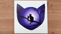 نقاشی اکریلیک : منظره گربه در...