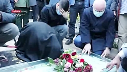 گریه های قالیباف بر سر مزار حا...