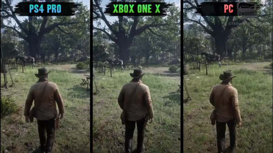 مقایسه بازی ( Red Dead Redemption 2 ) در کنسول های pc و XBOX ONE X وPS4 PRO