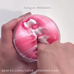 ""اسلایم خامه ای صورتی به شکل...