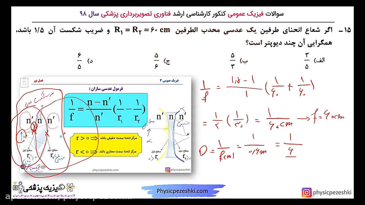 حل تست فیزیک عمومی سه - فصل نور - کنکور تصویربرداری پزشکی لیفت صورت