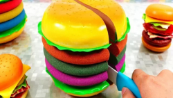ساخت کیک همبرگر رنگی با ماسه ه...