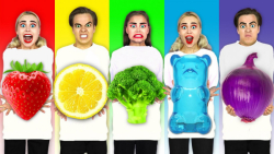 چالش غذایی رنگین کمان  خوردن ف...