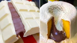 تزئین کیک های شکلاتی سفید و فا...