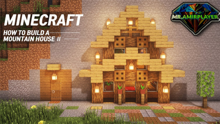 Minecraft Mountain House - آموزش ساختن خانه ای درون یک کوه در ماینکرافت