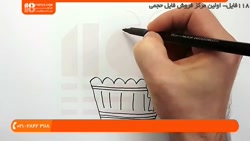 آموزش نقاشی به کودکان - نحوه نقاشی کردن کیک فنجونی