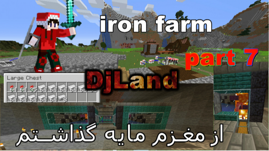 DjLand|minecraft survival1.16.4|part 7 فارم اتوماتیک آهن | از مغزم مایه گذاشتم