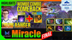 گیم پلی دوتا 2 - Miracle با Drow Ranger در Safe lane در Patch 7.23