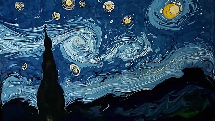 آموزش نقاشی به سبک ونگوگ و آب سیاه Van Gogh on dark water لیپوساکشن