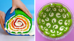 آموزش تزئین کیک رولی بسیار خوش...