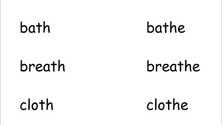 {آموزش زبان} تفاوت cloth vs. clothe bath vs. bathe, breath vs. breathe