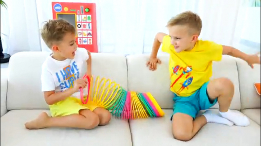 Vlad And Niki Play With Colored Toy Blocks And Build Three Level House
