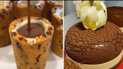 تزئین کیک شکلاتی با شکلات مایع