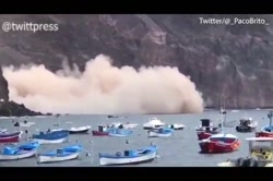 ️لحظه وحشتناک ریختن صخره ساحلی در جزایر قناری