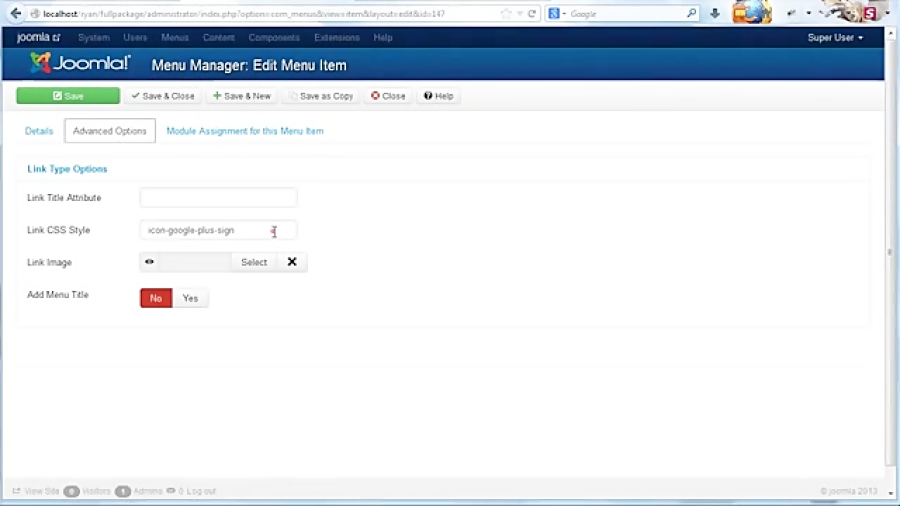 Joomla. How To Change Font Awesome Icons